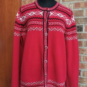 Vintage Northern Reflections M Red Knit Cardigan